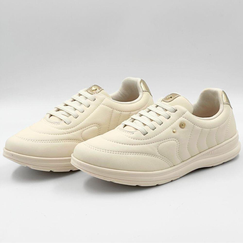 Tênis Comfortflex Casual com Cadarço Elástico Feminino Gelo 2