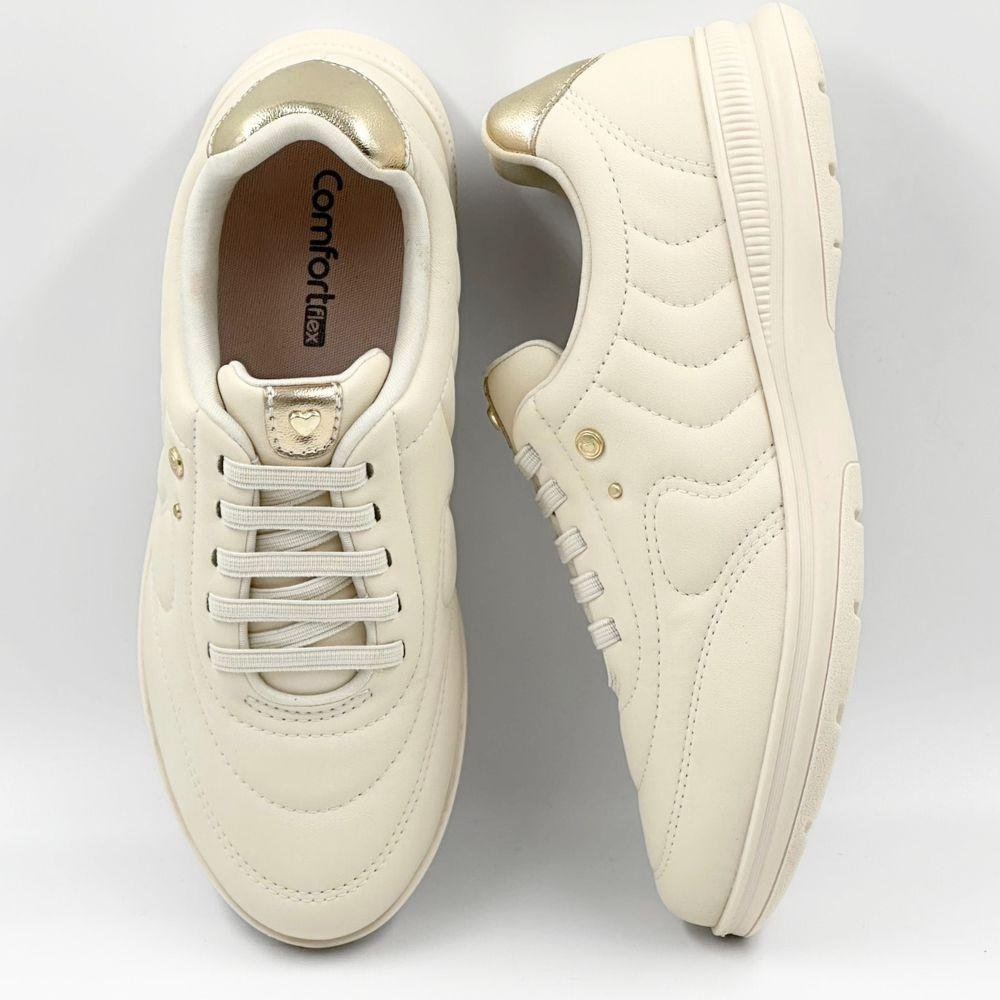 Tênis Comfortflex Casual com Cadarço Elástico Feminino Gelo 4