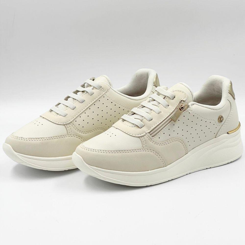 Tênis Kolosh Casual Flatform com Cadarço Elástico Feminina Cream/Champagne 2