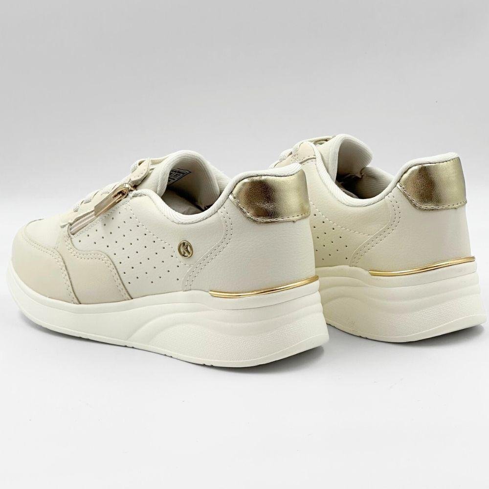 Tênis Kolosh Casual Flatform com Cadarço Elástico Feminina Cream/Champagne 3