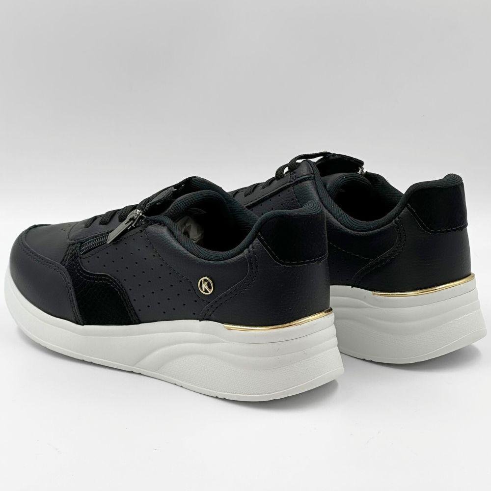 Tênis Kolosh Casual Flatform com Cadarço Elástico Feminina Preto 3