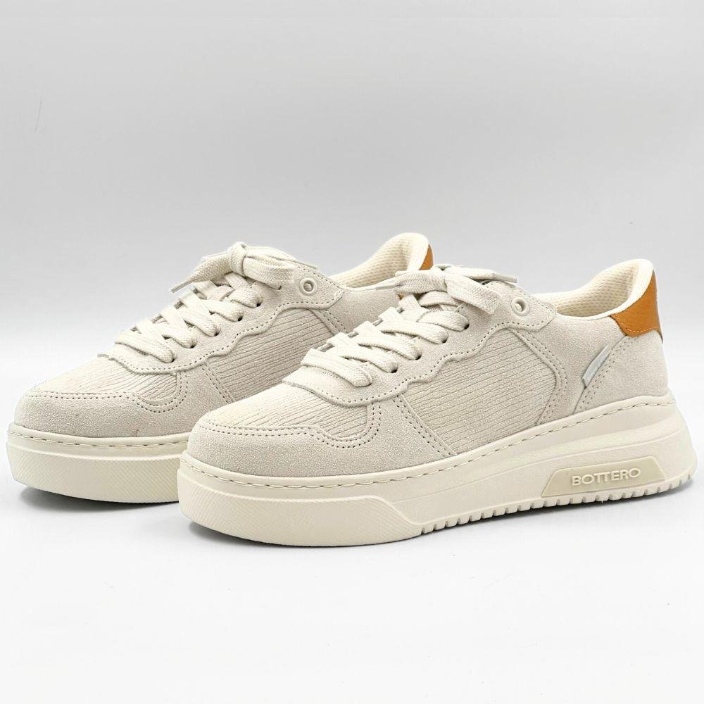 Tênis Bottero Flatform Casual em Camurça Feminino Marfim/Mostarda 2