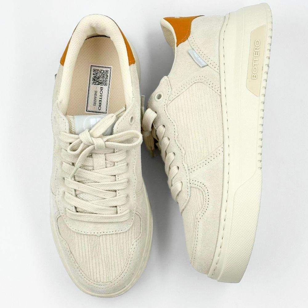 Tênis Bottero Flatform Casual em Camurça Feminino Marfim/Mostarda 4