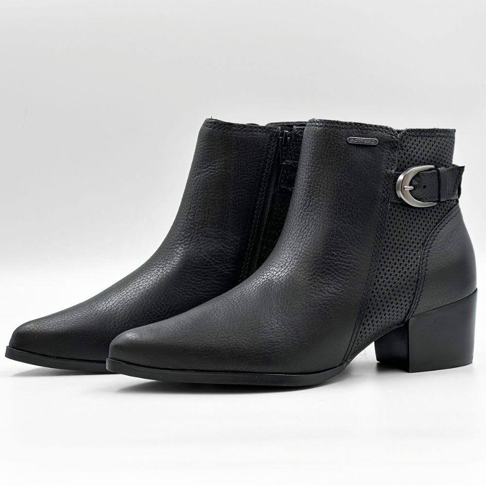 Bota Bottero Cano Curto Salto Médio Feminina Preto 2