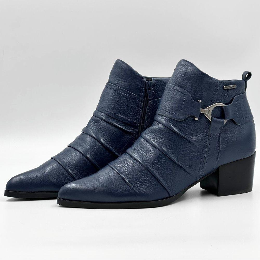 Bota Bottero Cano Curto Salto Bloco Feminina Marinho 2