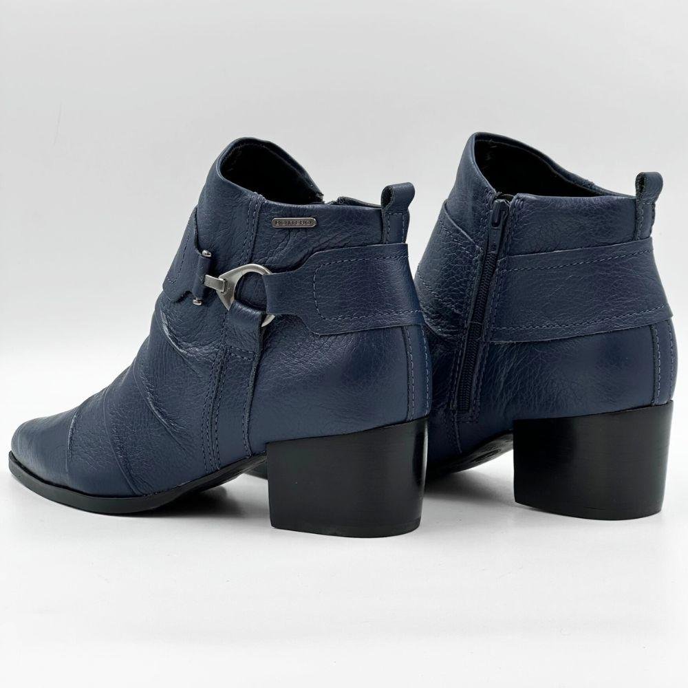 Bota Bottero Cano Curto Salto Bloco Feminina Marinho 3