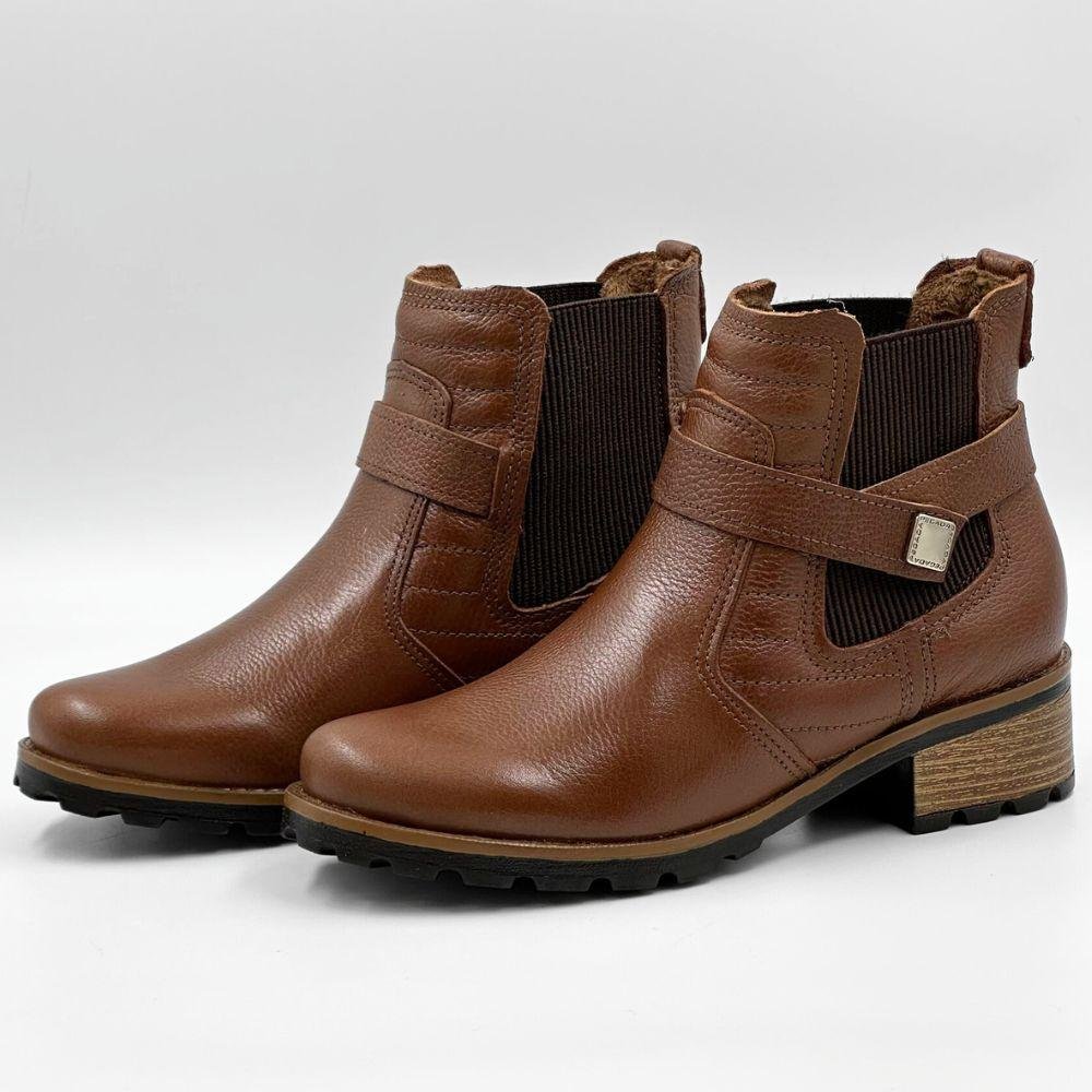 Bota Pegada Cano Curto Salto Bloco Baixo Feminina Terracota 2