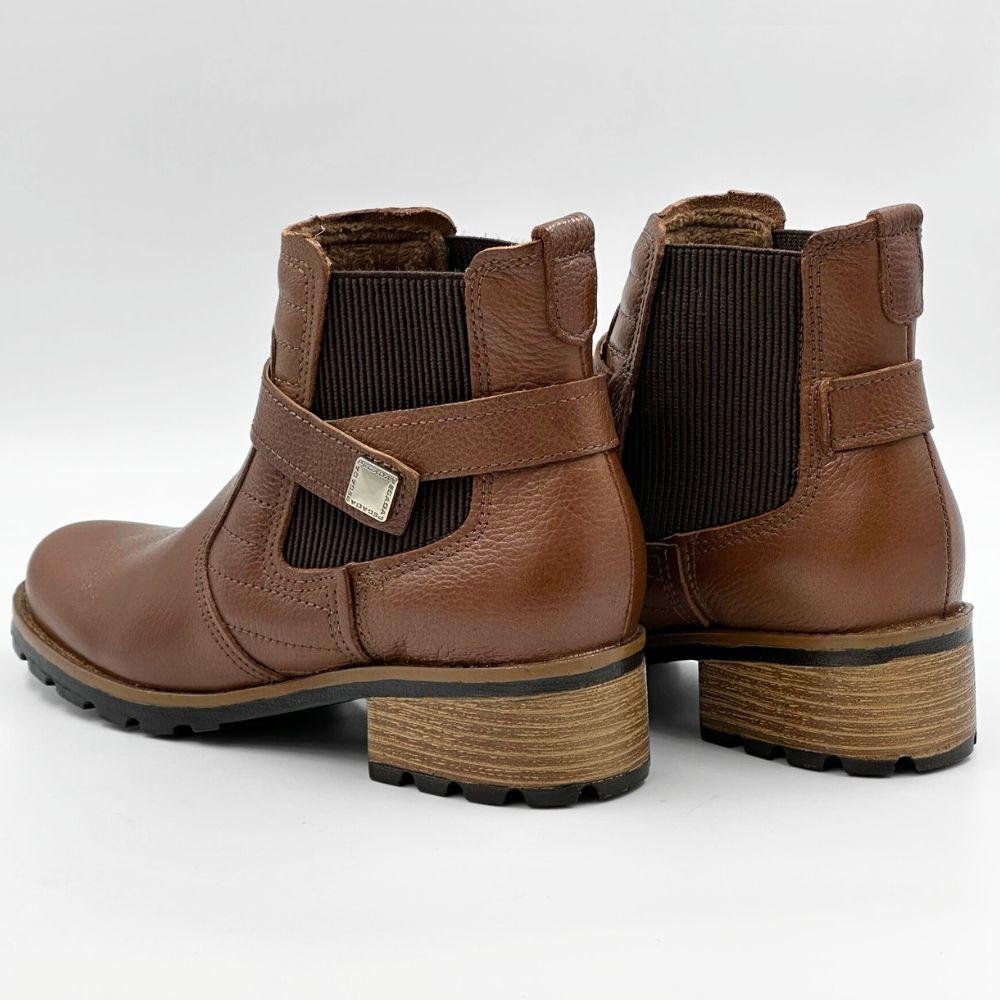 Bota Pegada Cano Curto Salto Bloco Baixo Feminina Terracota 3