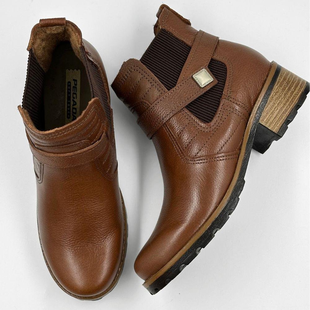 Bota Pegada Cano Curto Salto Bloco Baixo Feminina Terracota 4