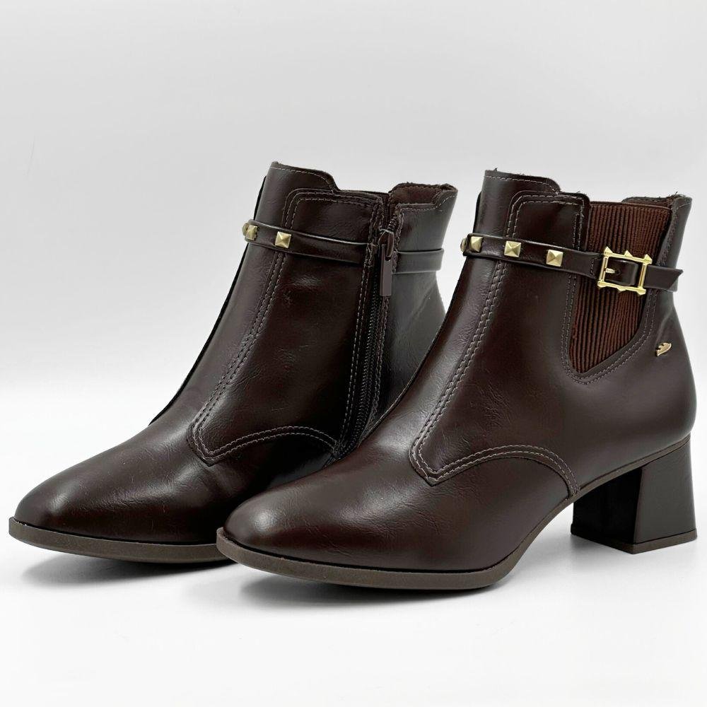 Bota Dakota Cano Curto Salto Médio Feminina Marrom Escuro 2