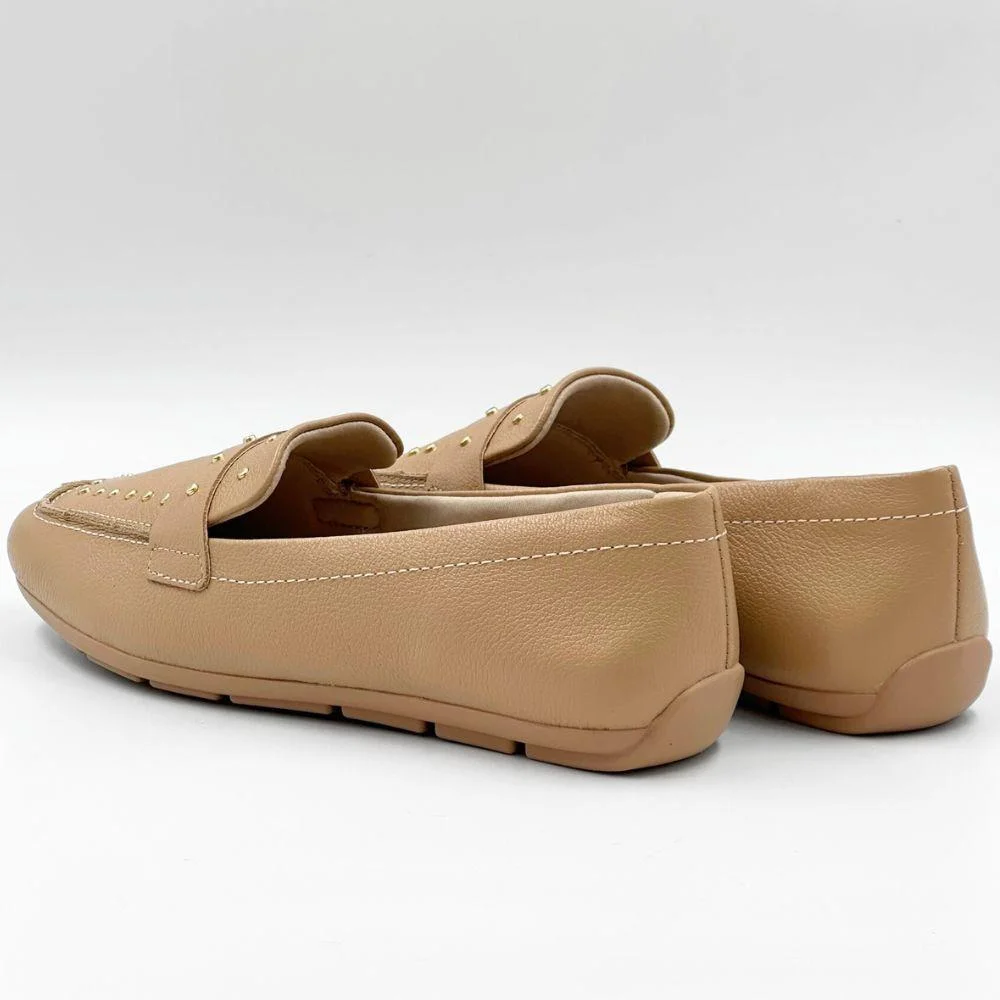 Sapato Comfortflex Mocassim com Aplicações Feminino Caqui 3