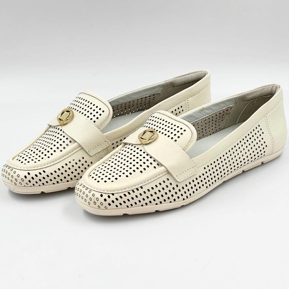 Sapato Comfortflex Mocassim Feminino Off White 2