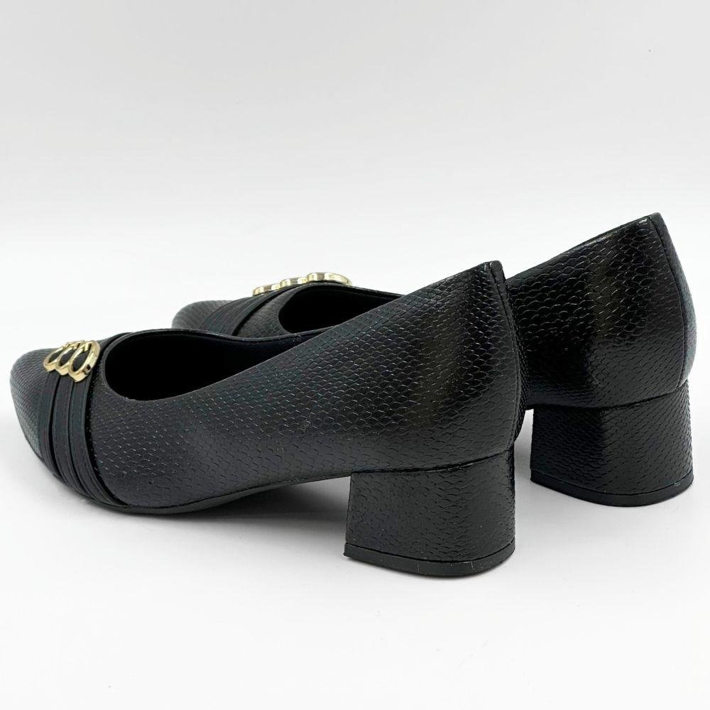 Sapato Piccadilly Bico Fino Salto Baixo Feminino Preto 3
