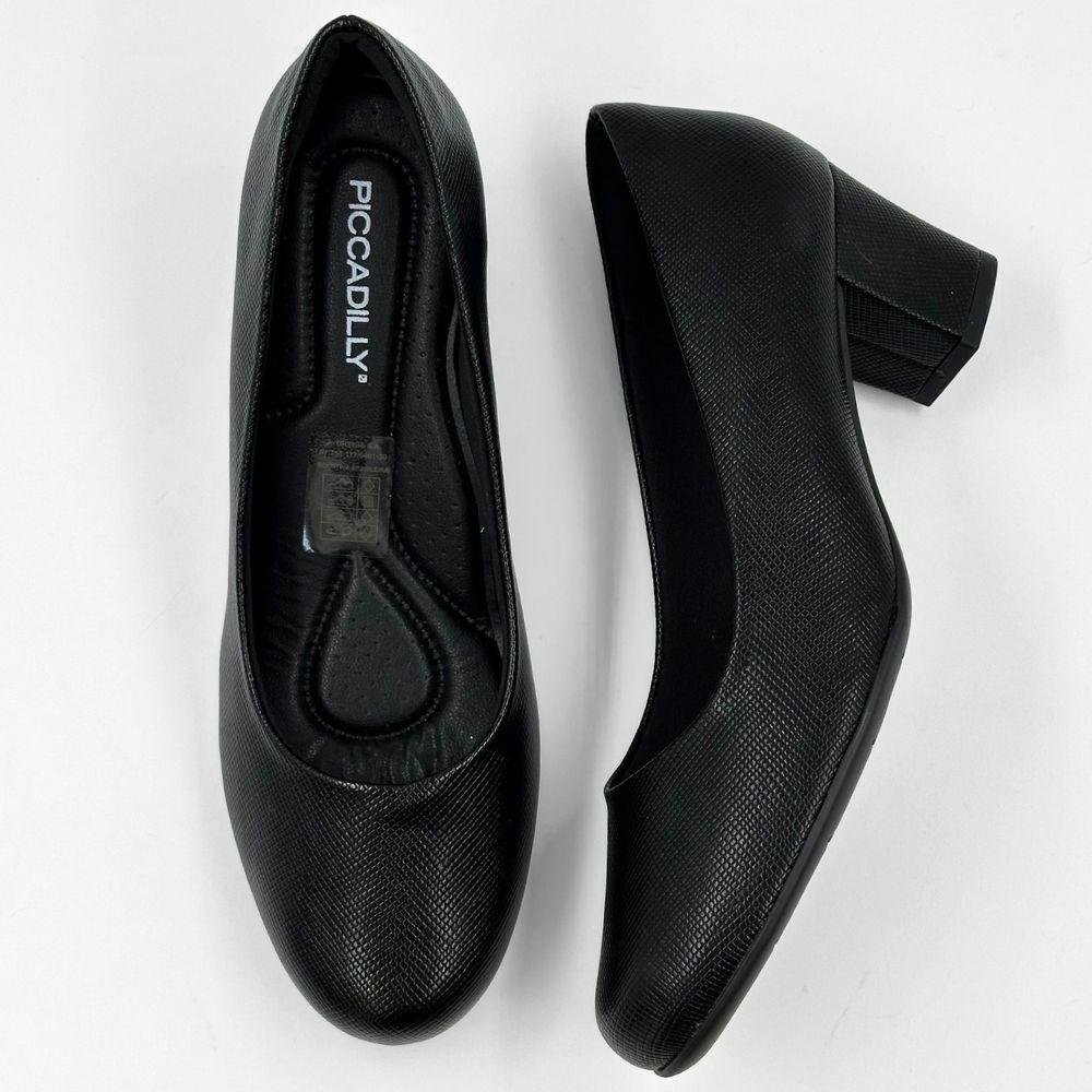 Sapato Piccadilly Salto Médio Bico Redondo Feminino Preto 4