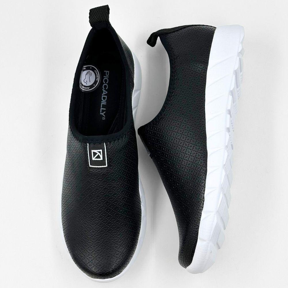 Tênis Piccadilly Casual Slip Feminino Preto/Branco 4