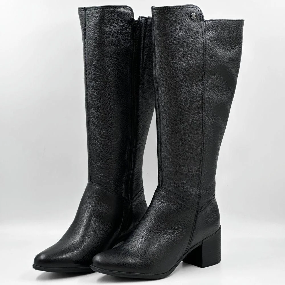 Bota Bottero Cano Alto Salto Bloco Médio Feminina Preto 2