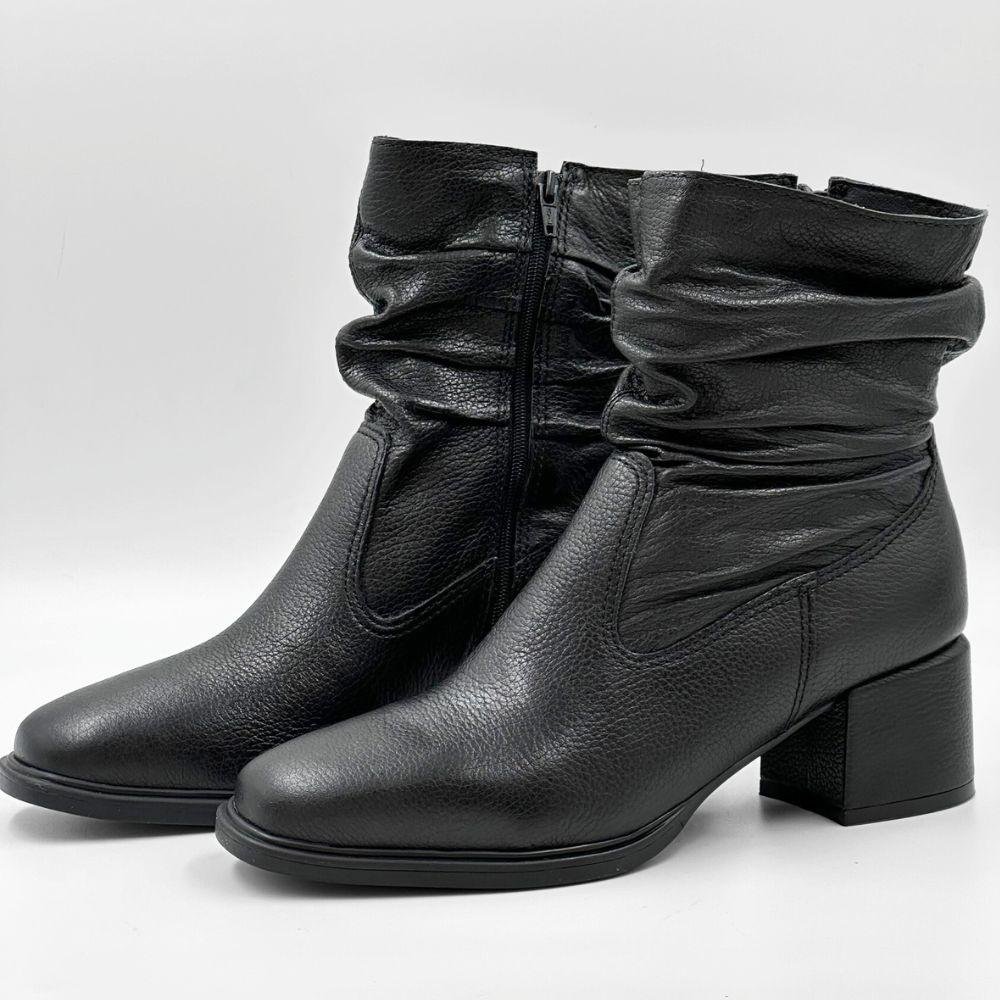 Bota Bottero Cano Curto Salto Bloco Médio Feminina Preto 2