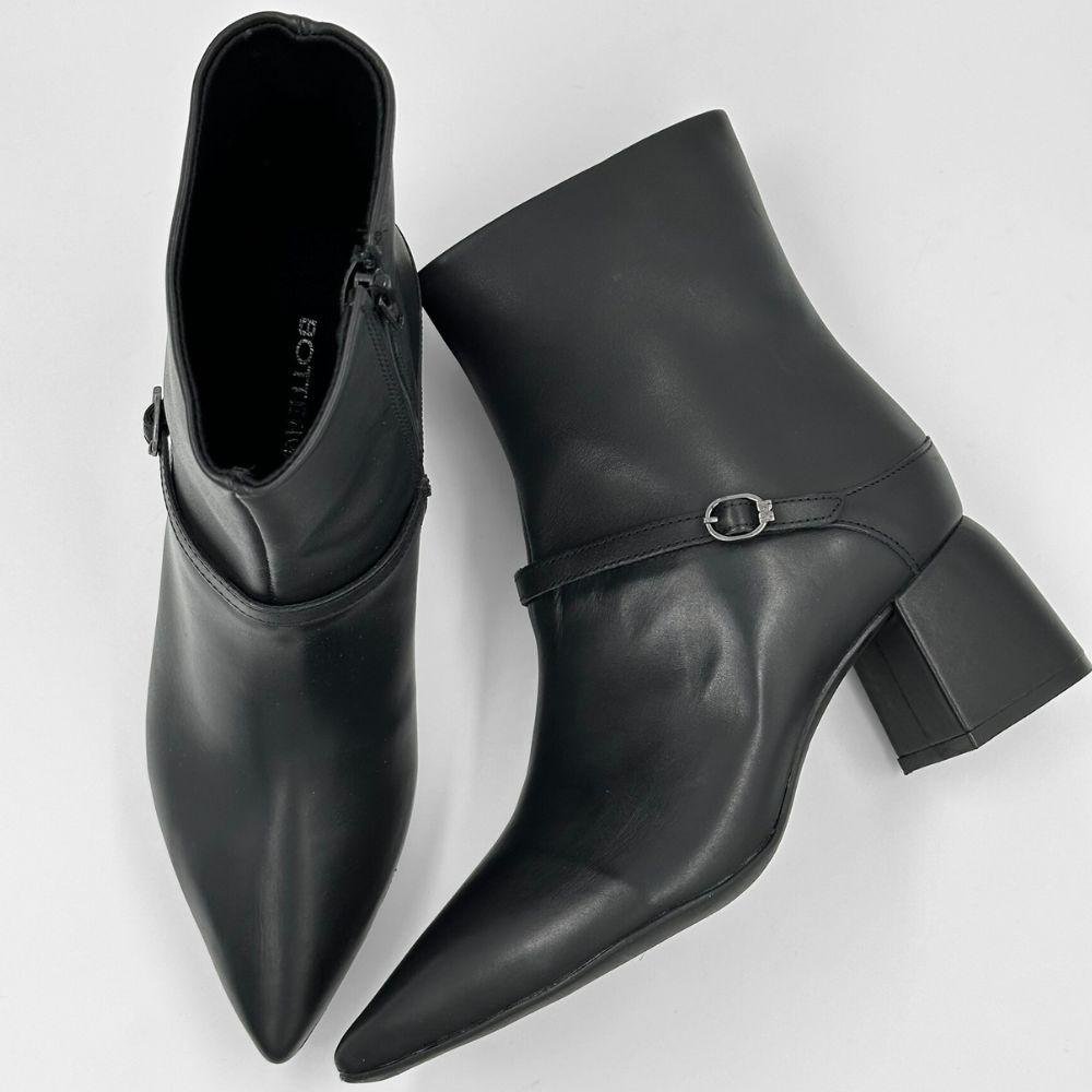 Bota Bottero Cano Curto Salto Bloco Médio Feminina Preto 5