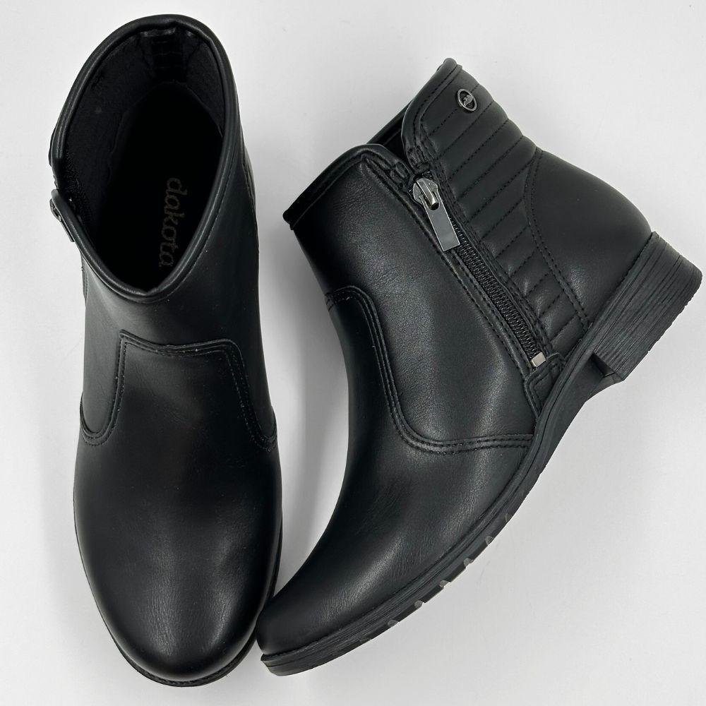Bota Dakota Cano Curto Salto Baixo Feminina Preto 4