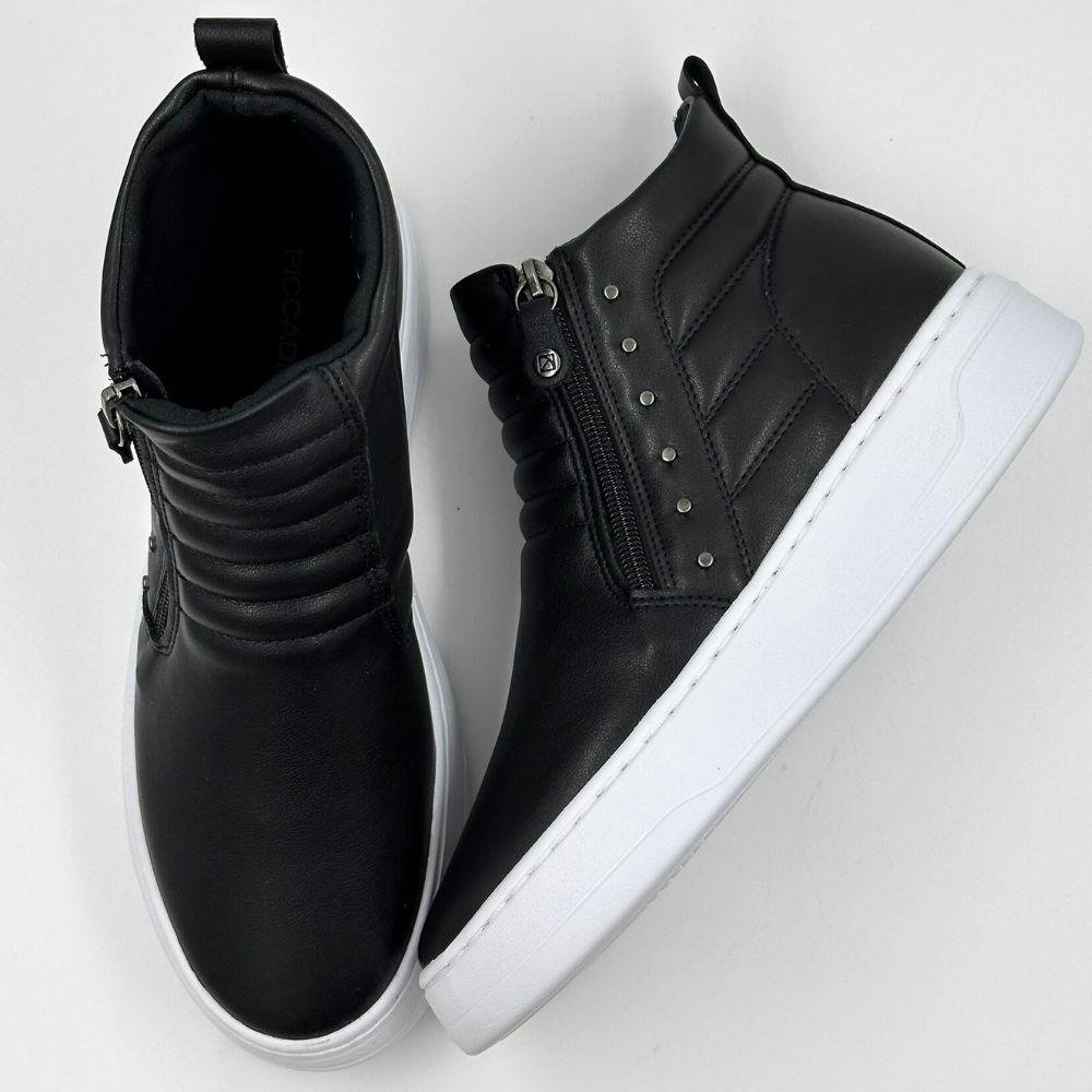 Tênis Piccadilly Casual Botinha Feminino Preto/Branco 4