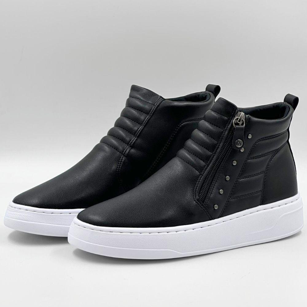 Tênis Piccadilly Casual Botinha Feminino Preto/Branco 2