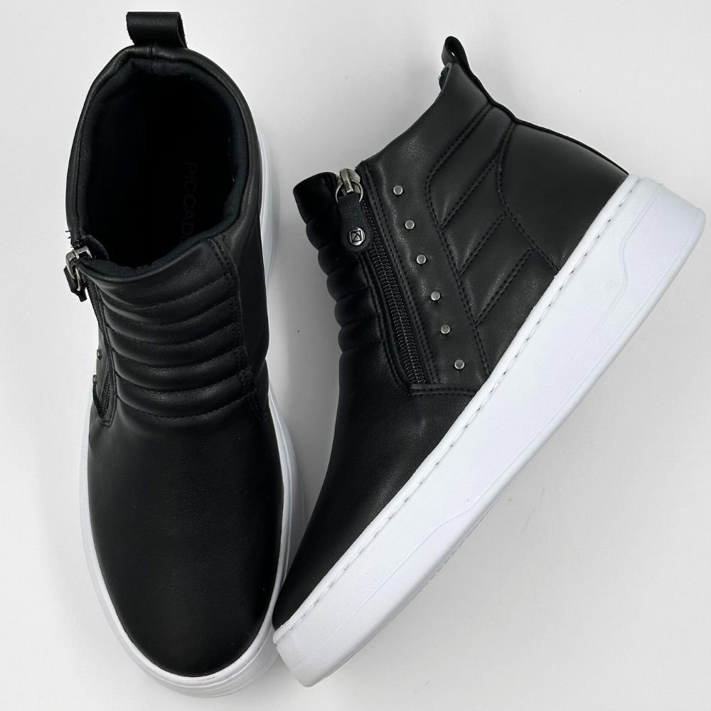 Tênis Piccadilly Casual Botinha Feminino Preto/Branco 4