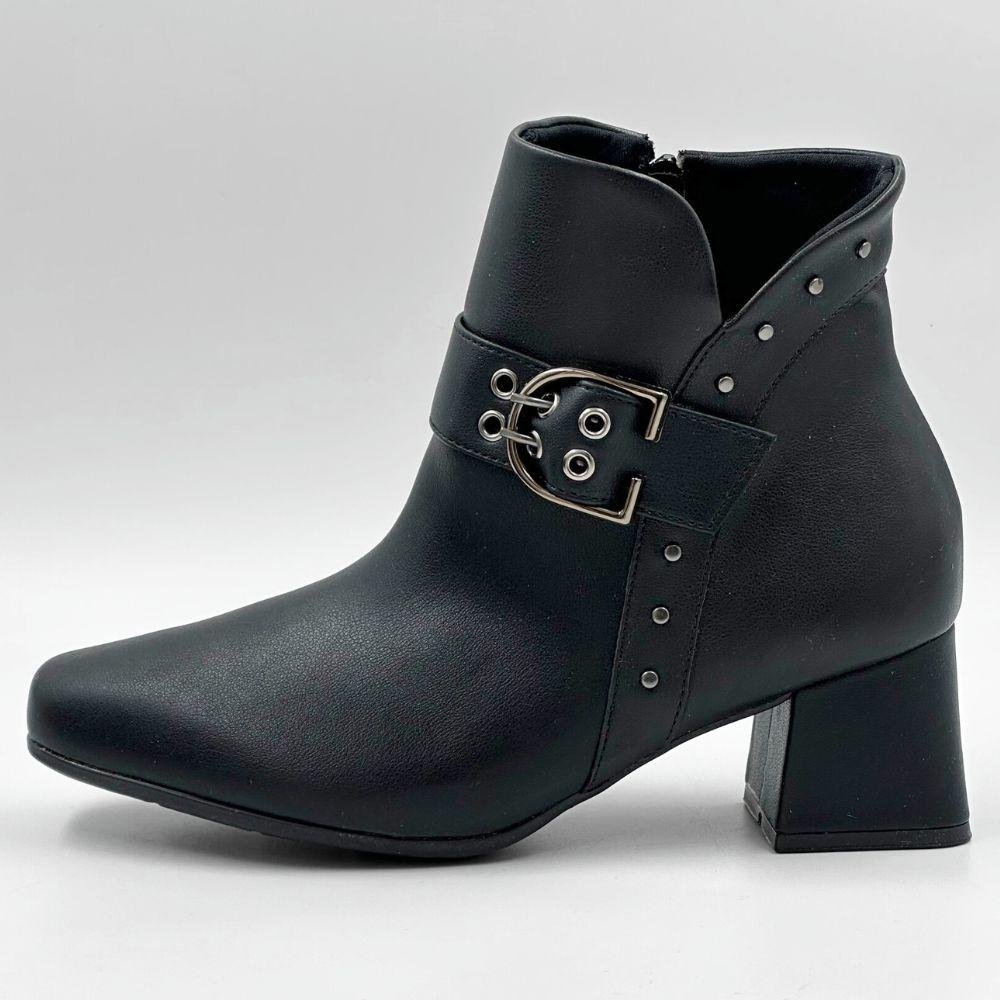 Bota Piccadilly Cano Curto com Aplicações Salto Médio Feminina