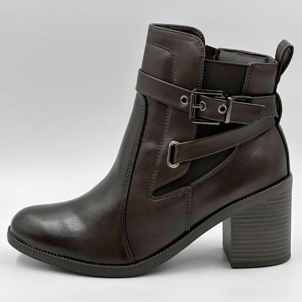 Bota Comfortflex Cano Curto Salto Médio Bloco Feminina