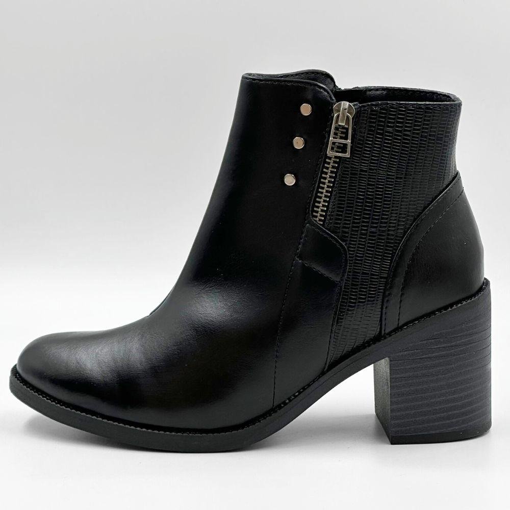 Bota Comfortflex Cano Curto Salto Bloco Médio Feminin