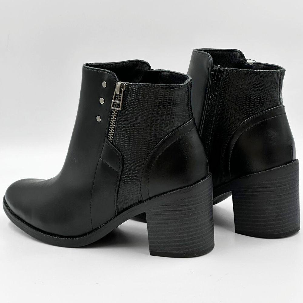 Bota Comfortflex Cano Curto Salto Bloco Médio Feminin Preto 3