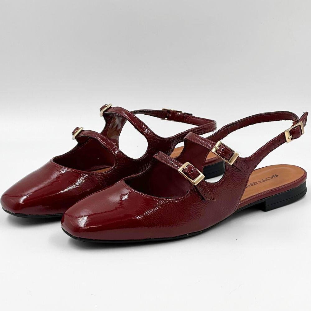 Sapato Bottero Slingback em Verniz Salto Baixo Feminino Bordô 2