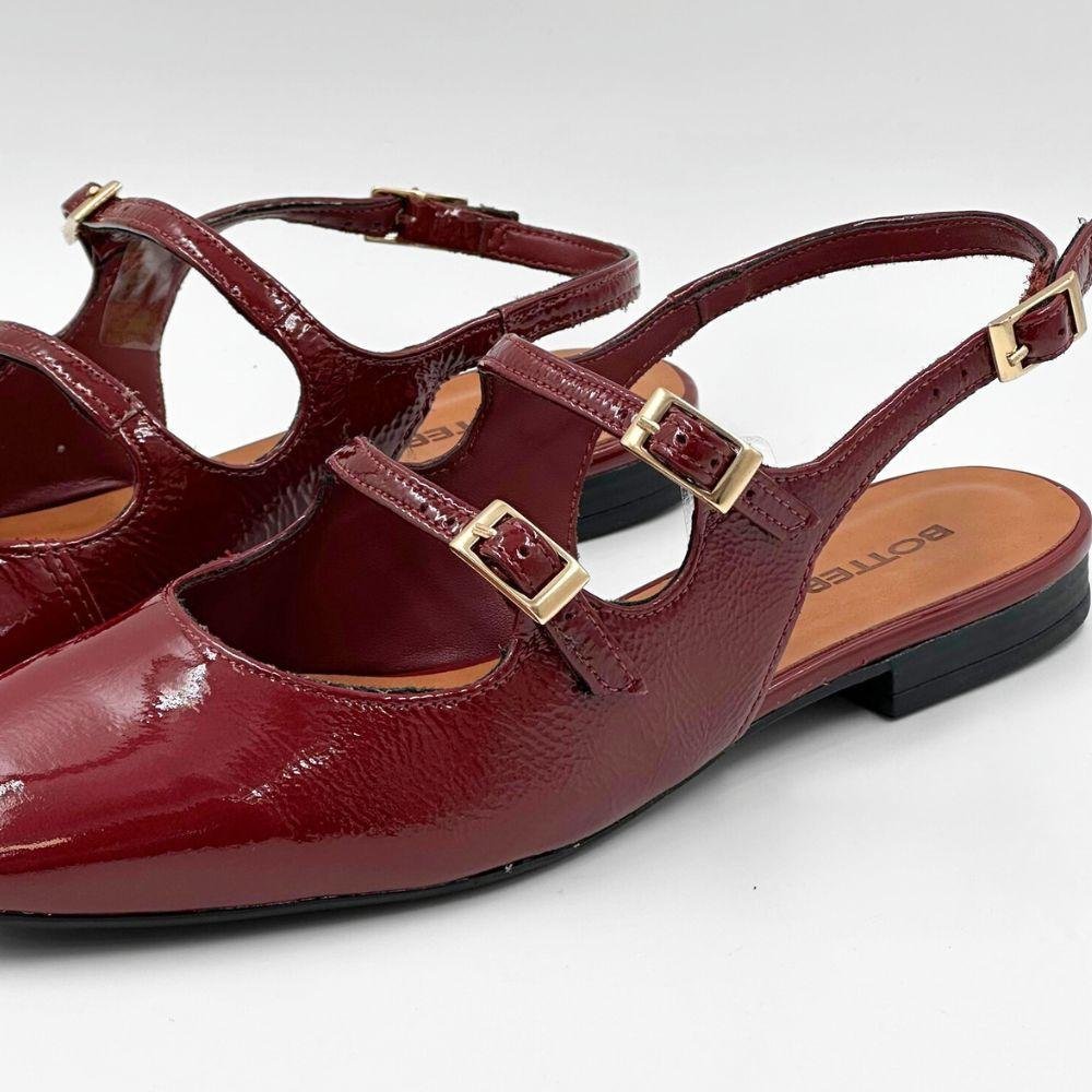 Sapato Bottero Slingback em Verniz Salto Baixo Feminino Bordô 3