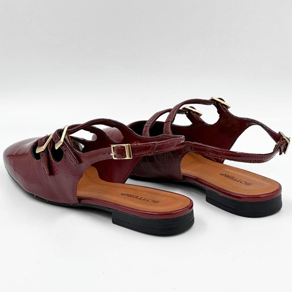 Sapato Bottero Slingback em Verniz Salto Baixo Feminino Bordô 4