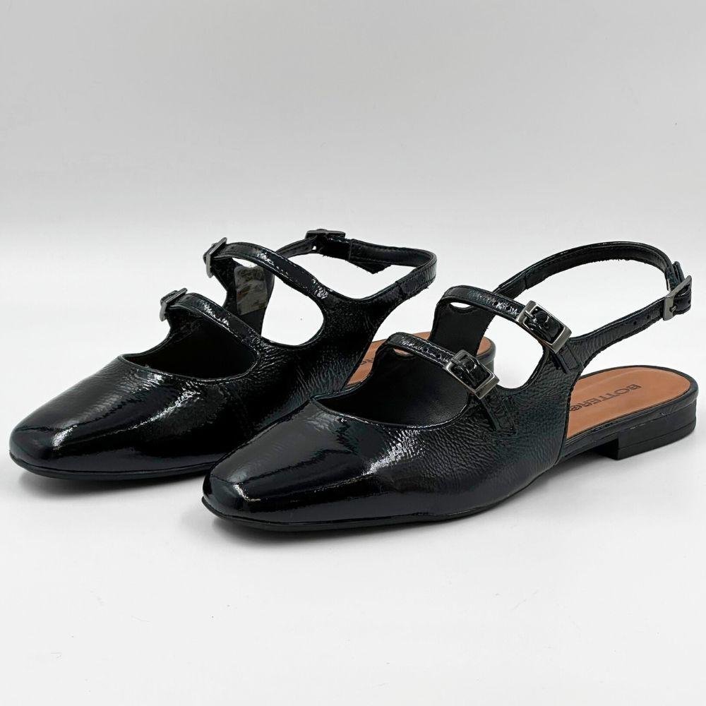 Sapato Bottero Slingback em Verniz Salto Baixo Feminino Preto 2