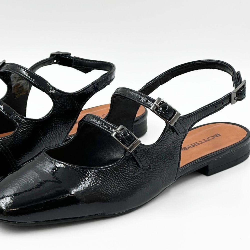 Sapato Bottero Slingback em Verniz Salto Baixo Feminino Preto 3