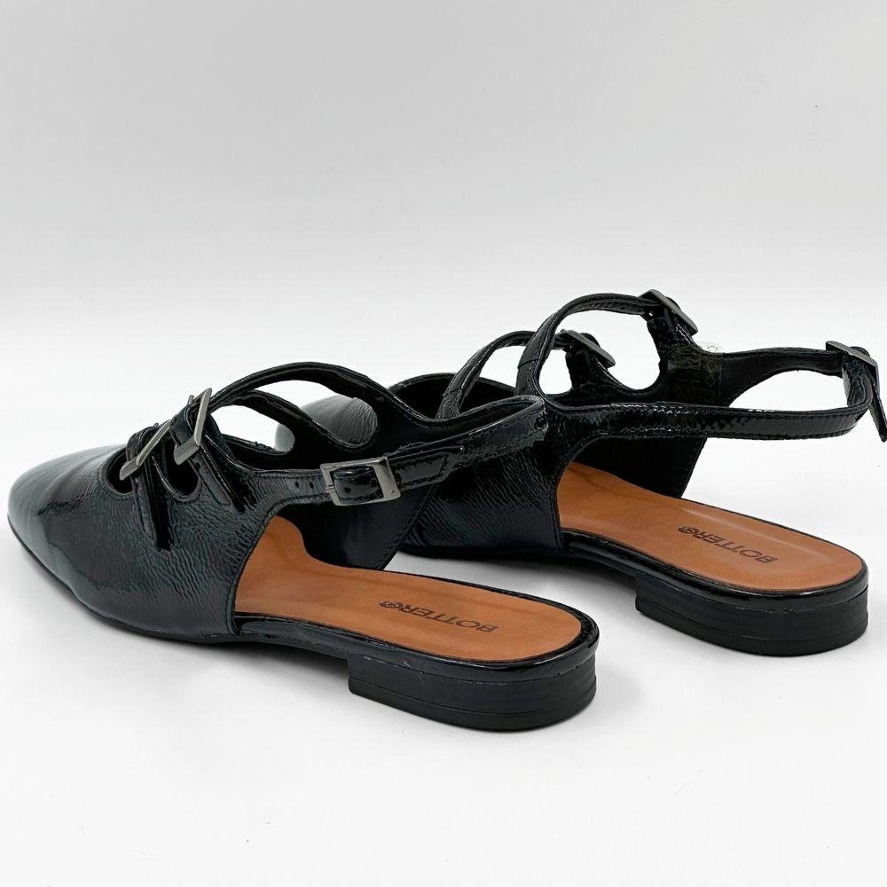 Sapato Bottero Slingback em Verniz Salto Baixo Feminino Preto 4