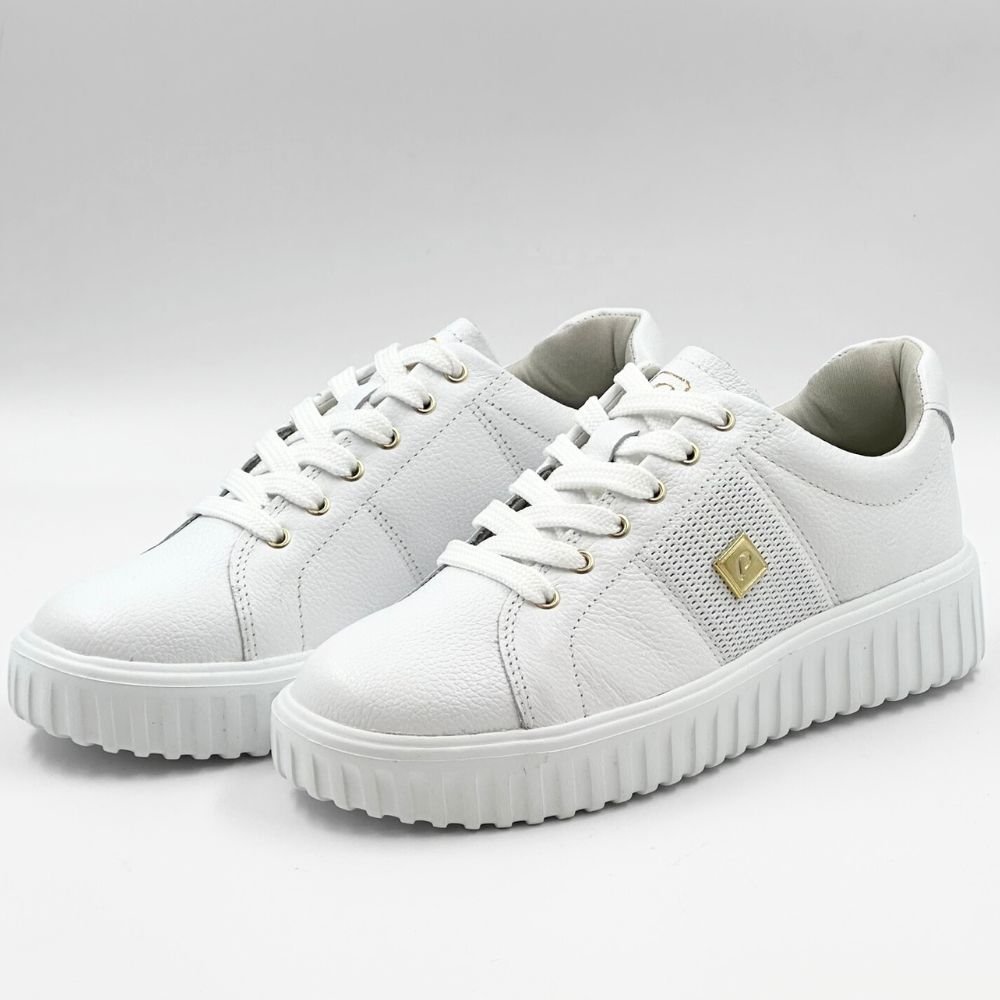 Tênis Pegada Flatform Casual com Cadarço Feminino Branco 2