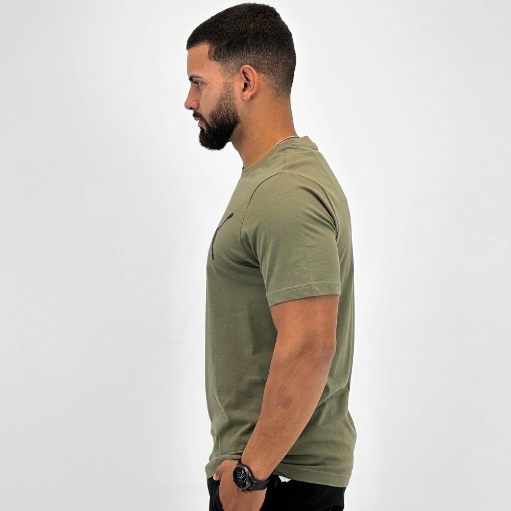 Camiseta Puma Manga Curta Color Logo Tee Masculina Verde Militar 2