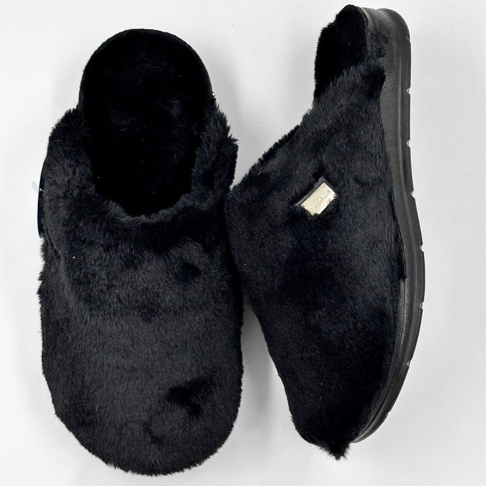 Chinelo Pegada Pantufa em Pelo Feminino Preto 4
