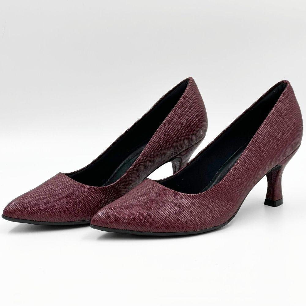 Sapato Piccadilly Bico Fino Salto Taça Médio Feminino Vinho 2