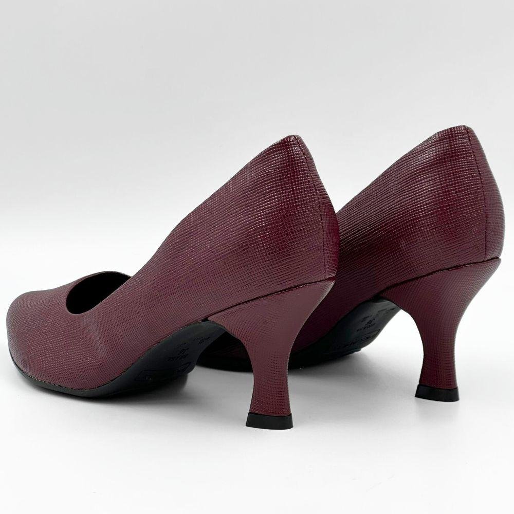 Sapato Piccadilly Bico Fino Salto Taça Médio Feminino Vinho 3