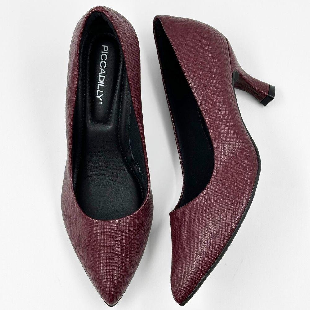 Sapato Piccadilly Bico Fino Salto Taça Médio Feminino Vinho 4
