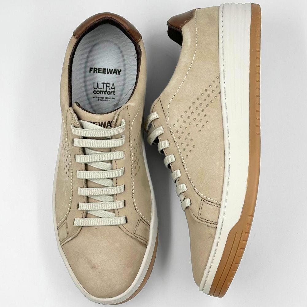Sapatênis Freeway Nobuck com Cadarço Elástico Masculino Bege 4