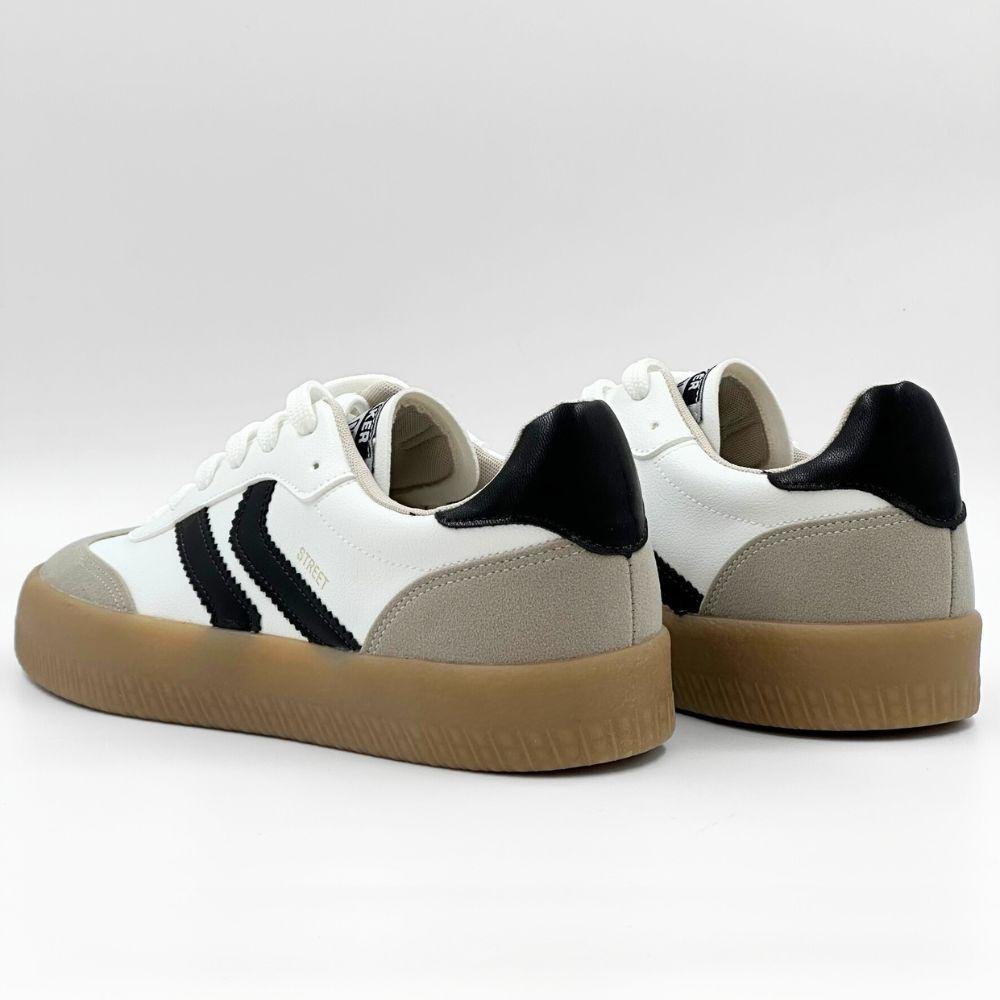 Tênis Sua Cia Flatform Casual em Napa Feminino Branco/Cinza/Preto 3