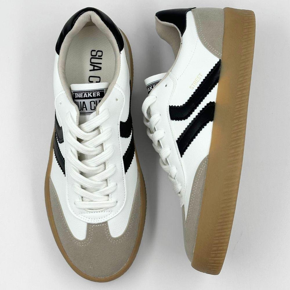 Tênis Sua Cia Flatform Casual em Napa Feminino Branco/Cinza/Preto 4