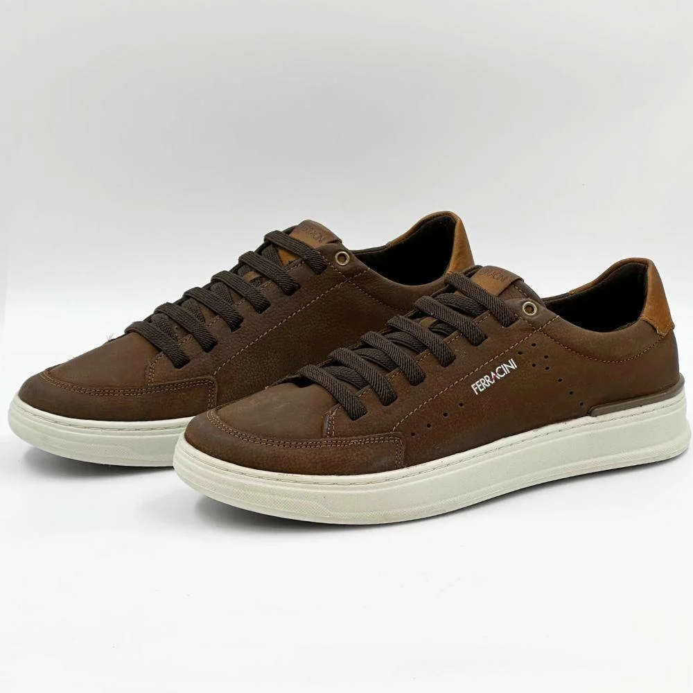 Sapatênis Ferracini Gold Nobuck com Cadarço Elástico Masculino Chocolate 2