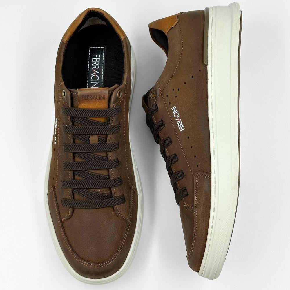 Sapatênis Ferracini Gold Nobuck com Cadarço Elástico Masculino Chocolate 4