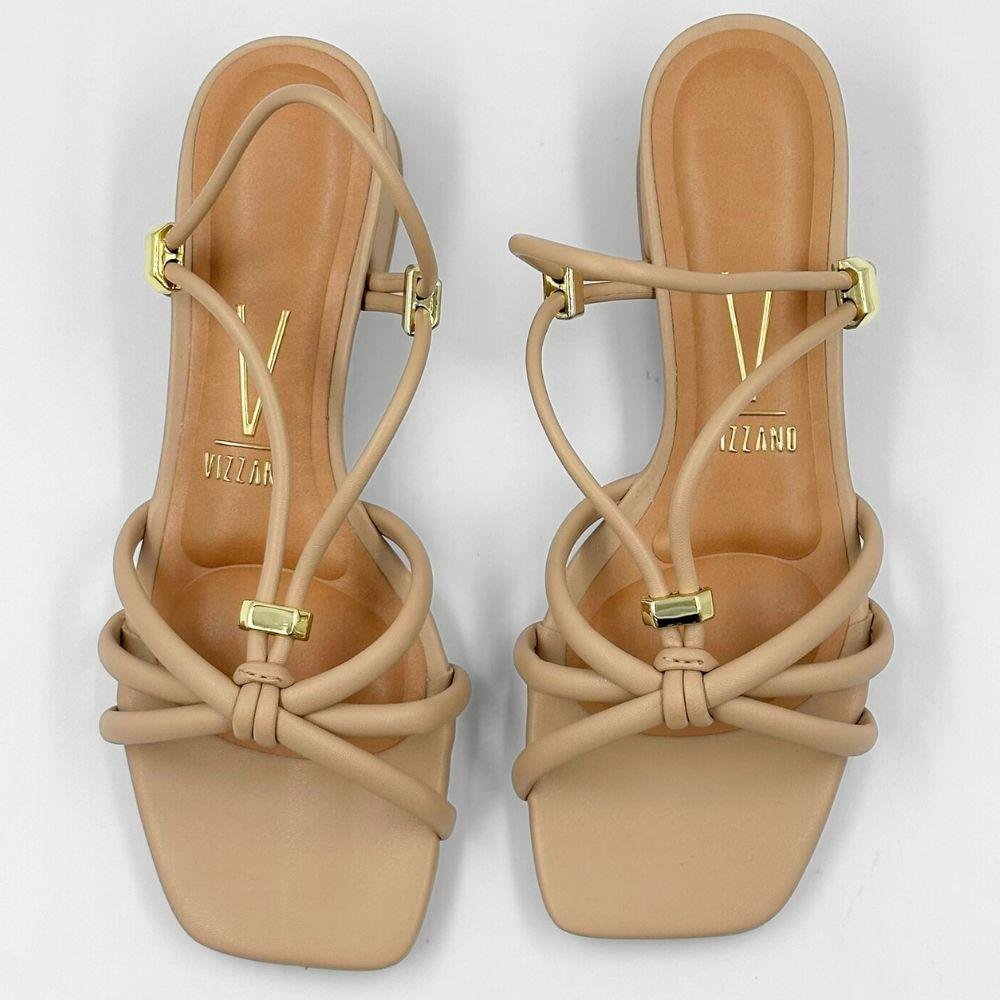 Sandália Vizzano Salto Bloco Casual Feminina Bege 4