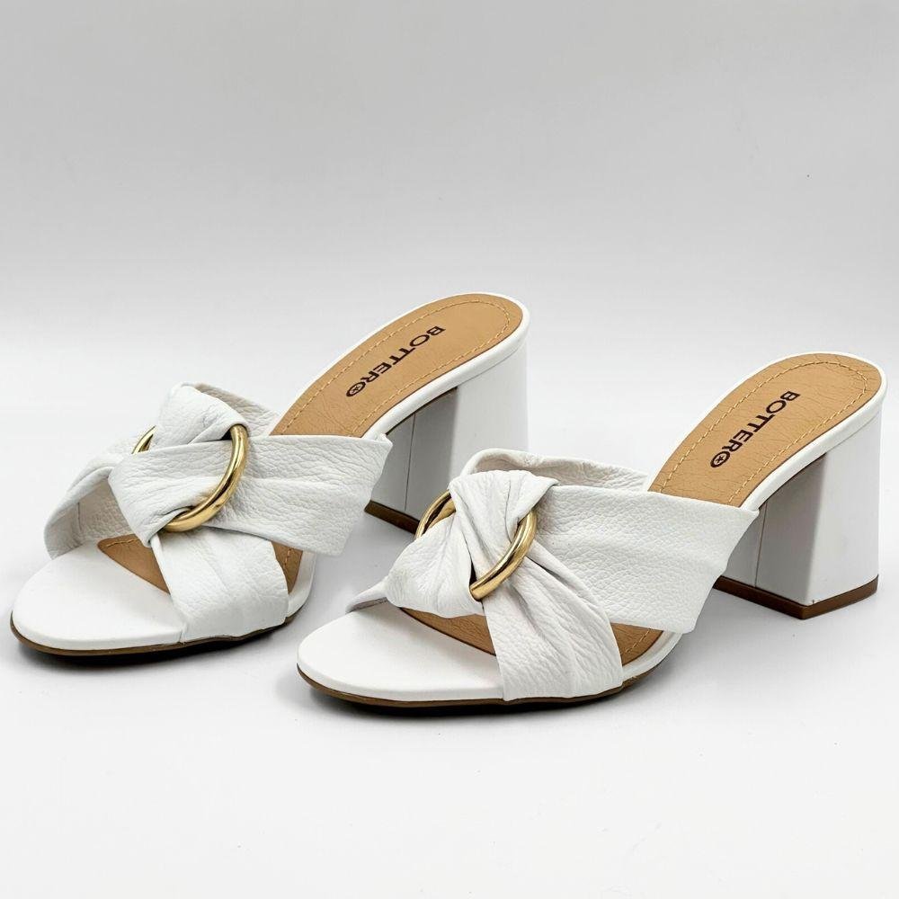 Tamanco Bottero Slide Salto Bloco Feminino Branco 2