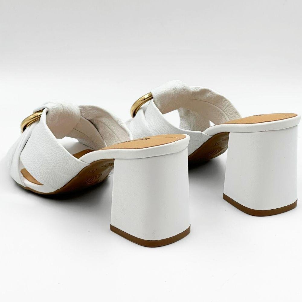 Tamanco Bottero Slide Salto Bloco Feminino Branco 3